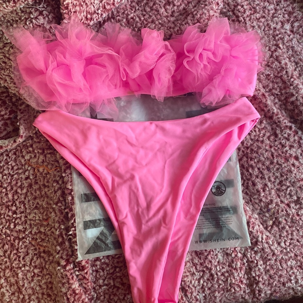 Pink Ruffle Shein Bikin